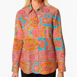 Bogner Paisley Classic Multicolor Button Down Shirt Size 16